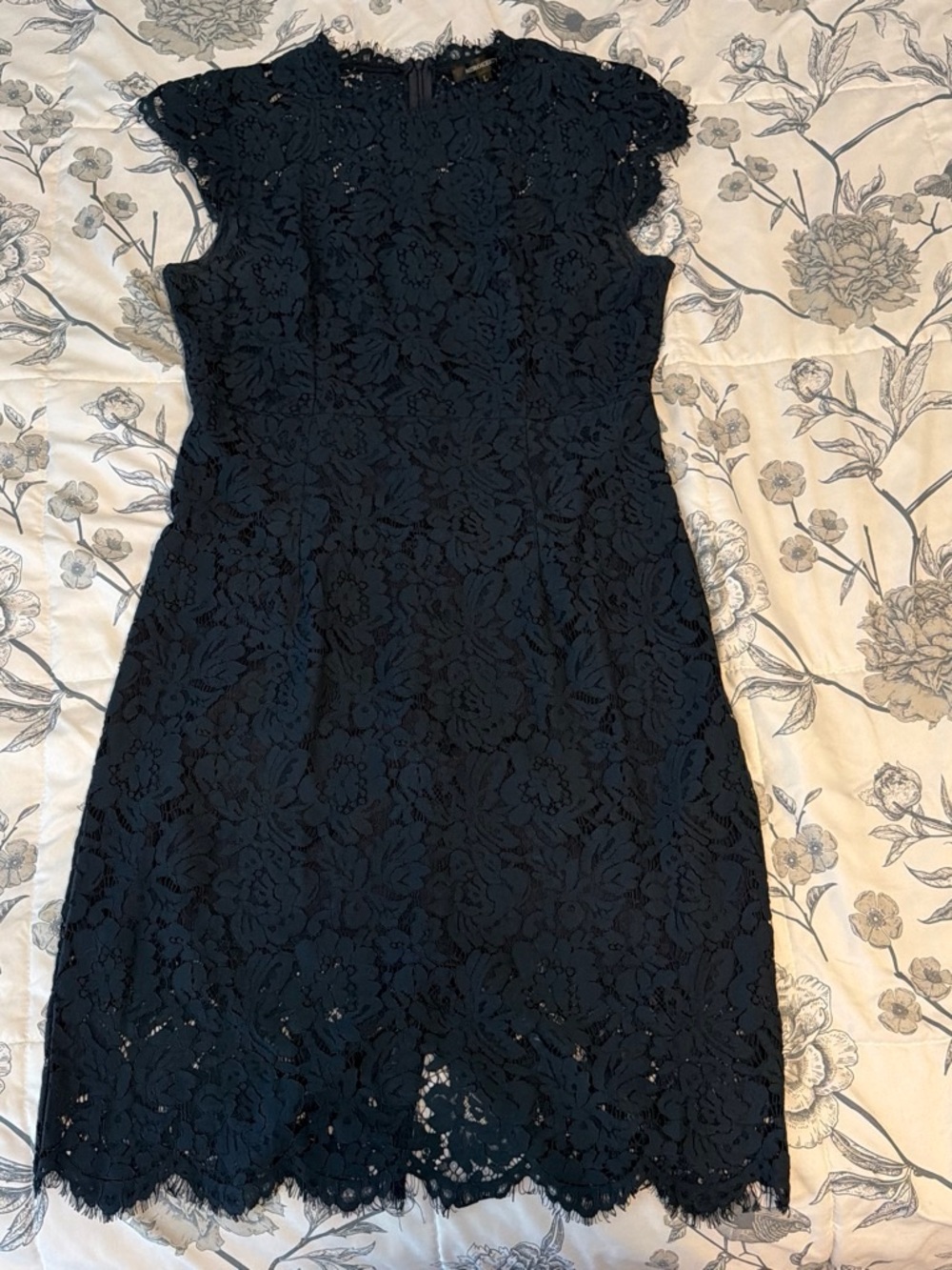 Classic Navy Lace Sheath Dress - Size L